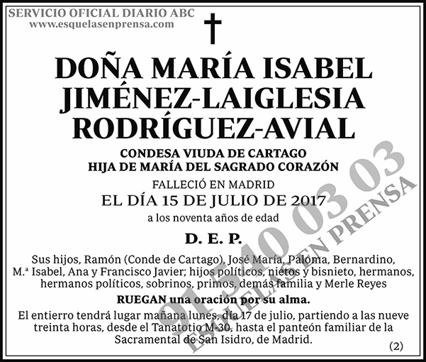 María Isabel Jiménez-Laiglesia Rodríguez-Avial